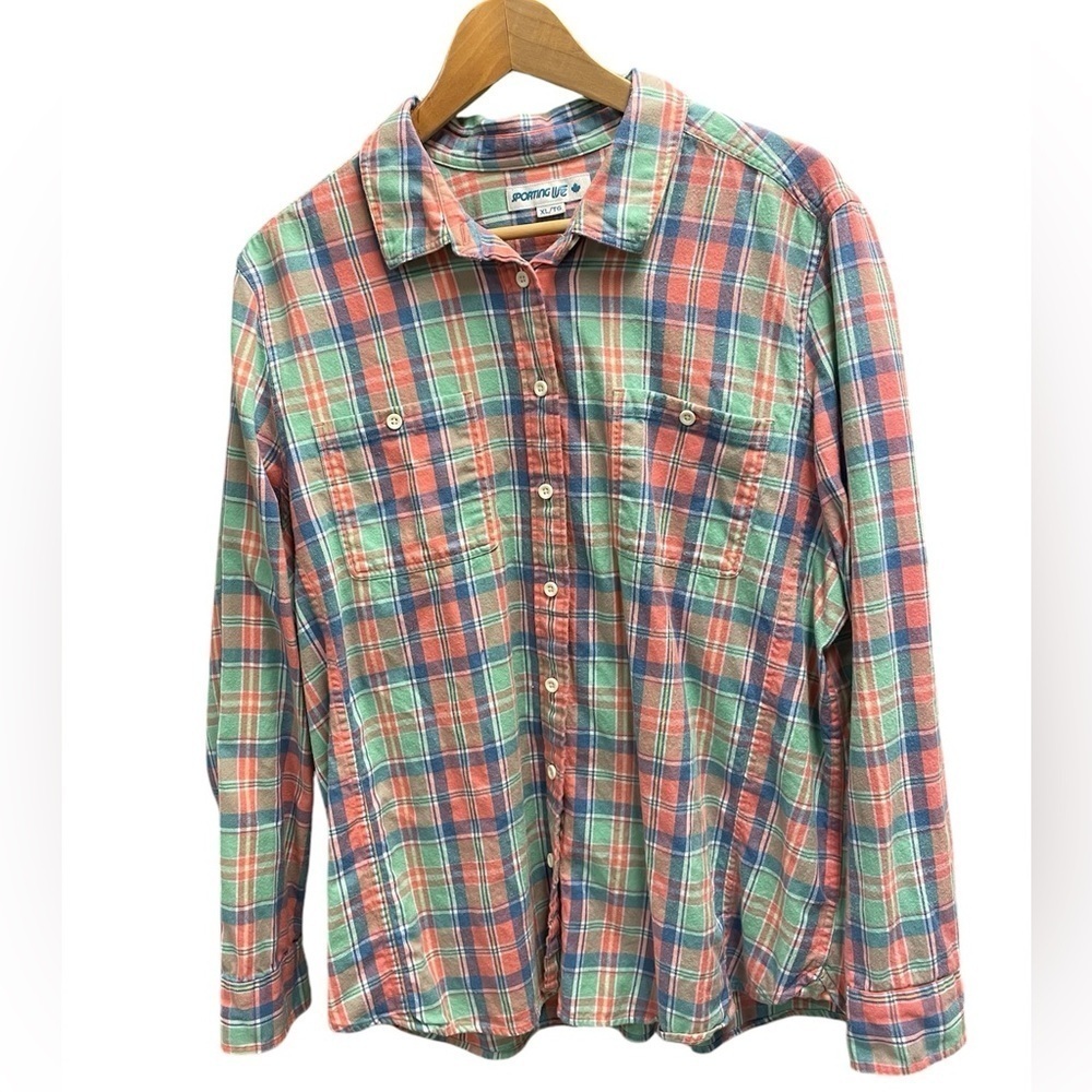 Plaid Long Sleeve Women Button down Shirt Size XL